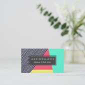 Moderne Streifen und Farbblock-geometrisches Visitenkarte (Stehend Vorderseite)