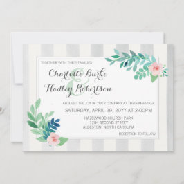 Moderne Streifen und florale Hochzeit Einladung
