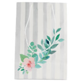 Moderne Streifen Wasserfarbe Bohemische Hochzeit Mittlere Geschenktüte (Rückseite)