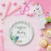 Moderne Streifen Wasserfarbe Bohemische Hochzeit Pappteller (Party)