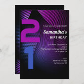 Moderne Streifen zum 21. Geburtstag Einladung (Vorne/Hinten)