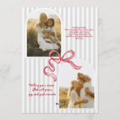 Moderne Streifenbogen-Fotokarte für Feiertage mit  Einladung (Rückseite)