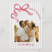 Moderne Streifenbogen-Fotokarte für Feiertage mit  Einladung (Vorderseite)