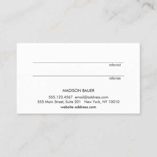 Moderne Streifenschwarz und IMITATE - Goldfolie Empfehlungskarte (Rückseite)