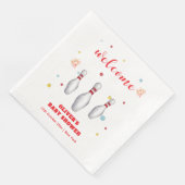 Moderne Strike Up Bowling Baby Shower Begrüßung Serviette (Ecke)