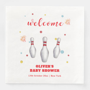 Moderne Strike Up Bowling Baby Shower Begrüßung Serviette