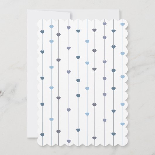 Moderne String Blue Baby Letters hören Babydusche Einladung (Rückseite)