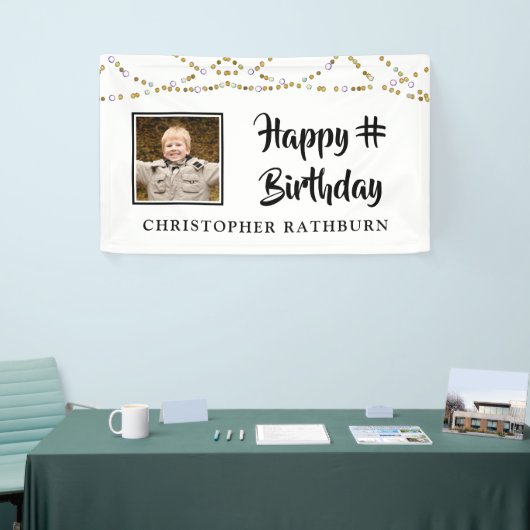 Moderne String Lights Brush Script-Foto Banner (Messeveranstaltung)