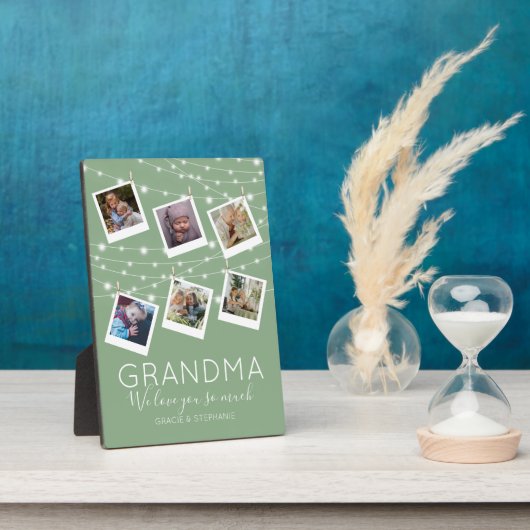 Moderne String Lights Foto Collage Plaque Fotoplatte (Seite)