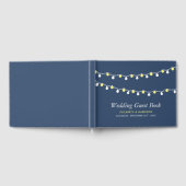 Moderne String Lights, Gelb & Weiß Wedding Gästebuch (Voll)
