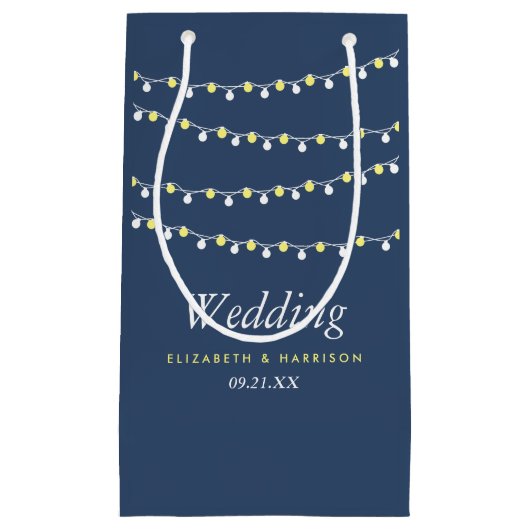 Moderne String Lights, Gelb & Weiß Wedding Kleine Geschenktüte (Vorderseite)