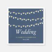 Moderne String Lights, Gelb & Weiß Wedding Serviette (Vorderseite)