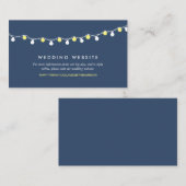 Moderne String Lights, Gelb/Weiß Wedding Website Begleitkarte (Vorne/Hinten)