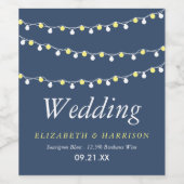 Moderne String Lights, Gelb & Weiß Wedding Weinetikett (Einzelnes Label)