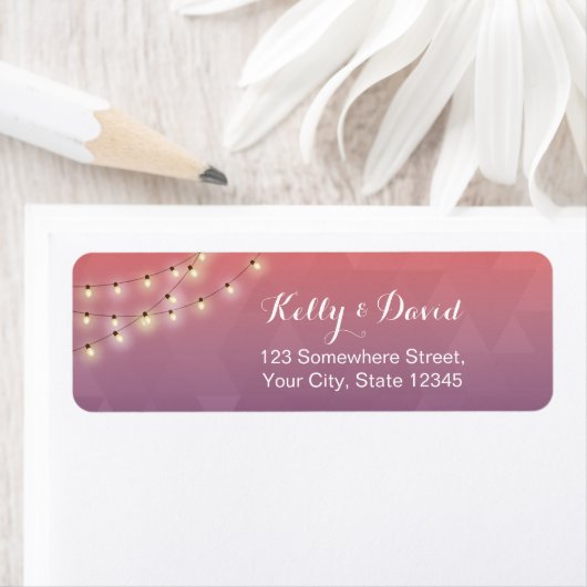 Moderne String Lights Hochzeit-Rücksendeadresse (Insitu)