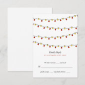 Moderne String Lights, Red & Gold Wedding RSVP Karte (Vorne/Hinten)