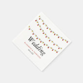 Moderne String Lights, Red & Gold Wedding Serviette (Ecke)