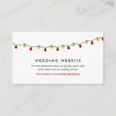 Moderne String Lights, Red & Gold Wedding Website Begleitkarte (Vorderseite)