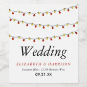 Moderne String Lights, Red & Gold Wedding Weinetikett (Einzelnes Label)