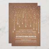 Moderne String Lights Romantische Hochzeitseinladu Einladung (Vorne/Hinten)