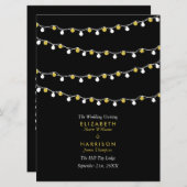 Moderne String Lights, White & Gold Wedding Programm (Vorne/Hinten)