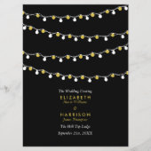Moderne String Lights, White & Gold Wedding Programm (Vorderseite)
