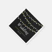Moderne String Lights, White & Gold Wedding Serviette (Ecke)