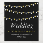 Moderne String Lights, White & Gold Wedding Weinetikett (Einzelnes Label)