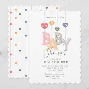 Moderne String Pink Baby Letters hören Babydusche Einladung