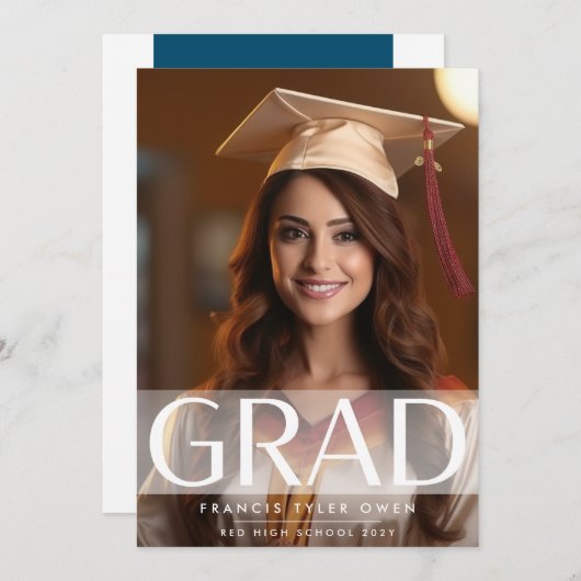 Moderne Strip GRAD High School | Foto Class of Ankündigung (Vorne/Hinten)