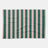 Moderne Strip Holiday Green & Pink Geschirrtuch (Horizontal)
