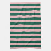 Moderne Strip Holiday Green & Pink Geschirrtuch (Vertikal)
