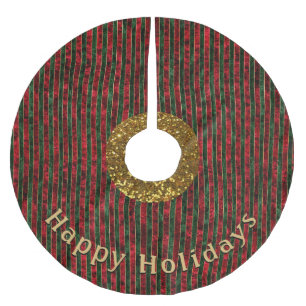 Moderne Strip Red Green Pattern Persönliche Nachri Polyester Weihnachtsbaumdecke