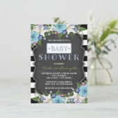 Moderne Stripe Boys Chalk Babydusche Einladung (Stehend Vorderseite)