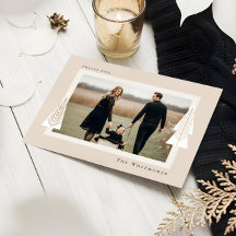 Moderne Stripe Frame Evergreen Weihnachtsbaum Foto