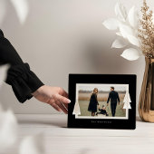 Moderne Stripe Frame Evergreen Weihnachtsbaum Foto Fotoplatte