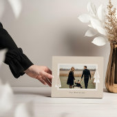 Moderne Stripe Frame Evergreen Weihnachtsbaum Foto Fotoplatte