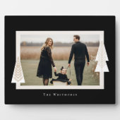 Moderne Stripe Frame Evergreen Weihnachtsbaum Foto Fotoplatte (Vorderseite)