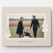 Moderne Stripe Frame Evergreen Weihnachtsbaum Foto Fotoplatte (Vorderseite)