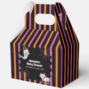 Moderne Stripe Little Boo Ghost Cat Baby Dusche Geschenkschachtel