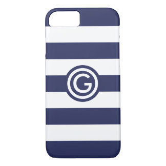 Moderne Stripe Monogram Clear iPhone Case