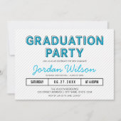 Moderne Stripes Blue Graduation Party Einladung (Vorderseite)