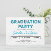 Moderne Stripes Blue Graduation Party Einladung (Stehend Vorderseite)