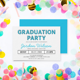 Moderne Stripes Blue Graduation Party Einladung