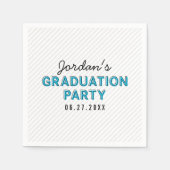 Moderne Stripes Blue Graduation Party Serviette (Vorderseite)
