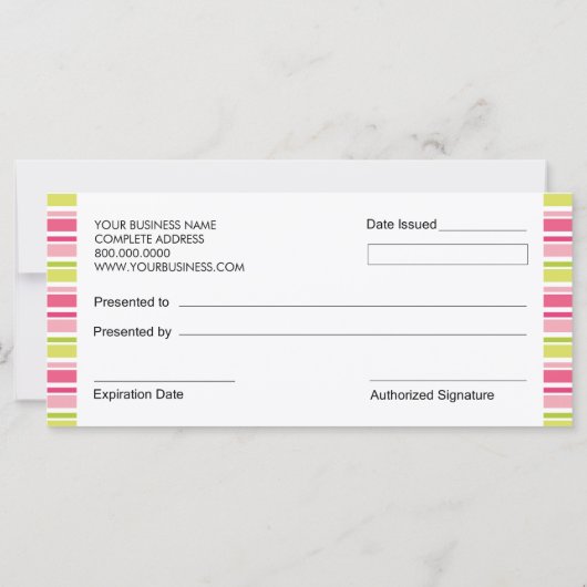 Moderne Stripes Boutique Geschenkgutscheine (Rückseite)