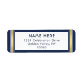Moderne Stripes Navy White Gold Rücksendeadresse (Vorne)