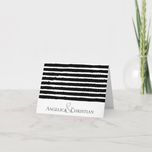 Moderne Stripes Paare Personalisiert Stationery Dankeskarte (Vorderseite)