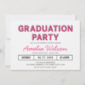Moderne Stripes Pink Graduation Party Einladung (Vorderseite)