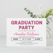 Moderne Stripes Pink Graduation Party Einladung (Stehend Vorderseite)